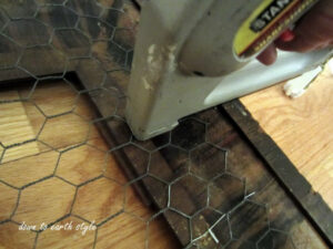 Staple chicken wire to the back of frame.