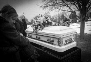 view of the grave service.