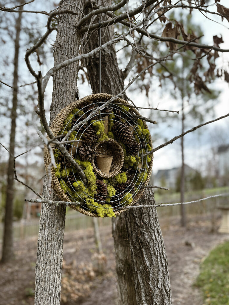 Invite little critters to your yard for enjoyment with a bird feed wreath.