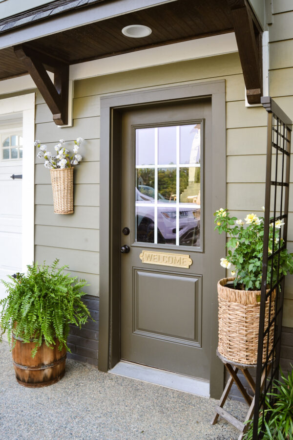 Side view of door with Tavern Charcoal.