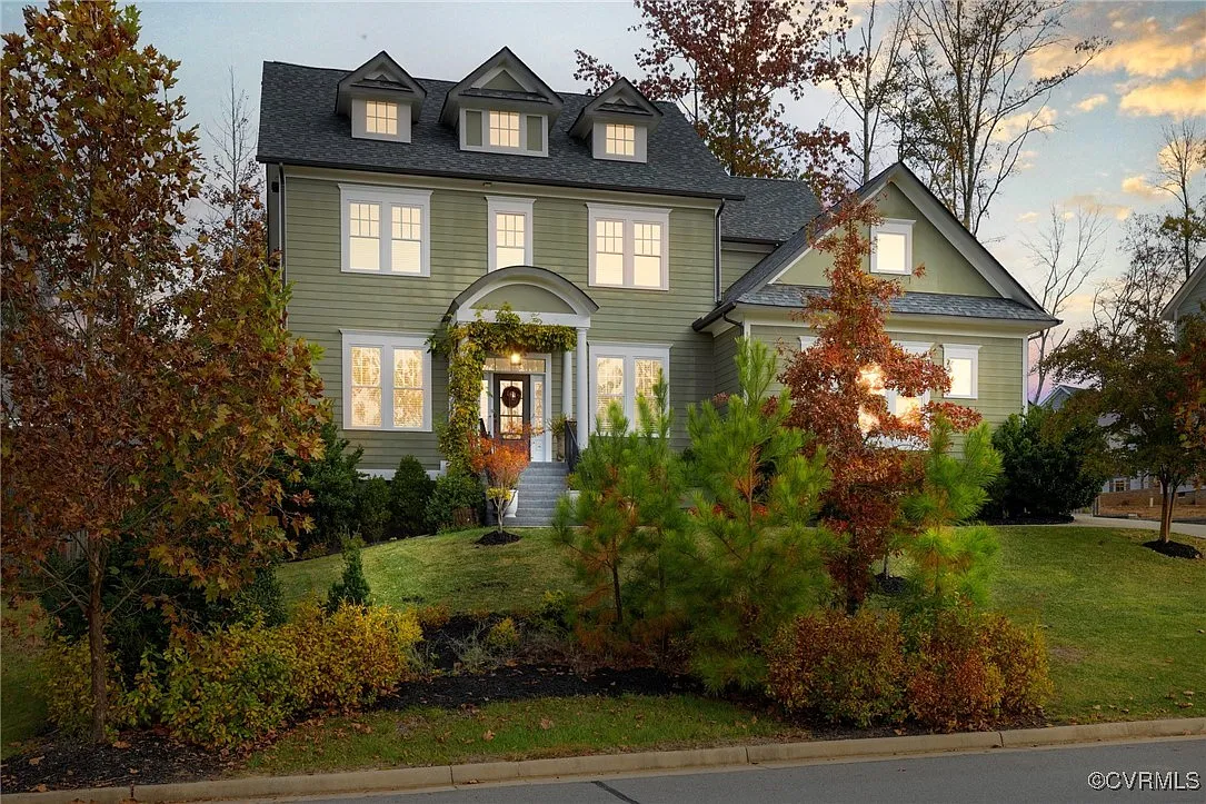 colonial exterior, olive green home, Georgian colonial, home tour